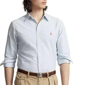 Mens Polo Ralph Lauren Classic Fit Striped Cotton Oxford Button Down Shirt L